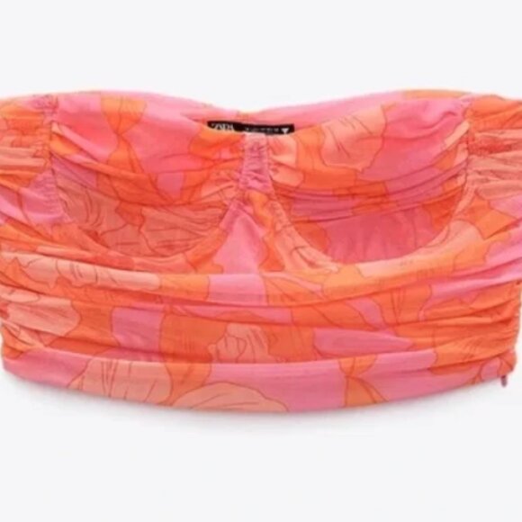 Zara Strapless Pink “Tulle Corset Top” SMALL - Picture 1 of 2